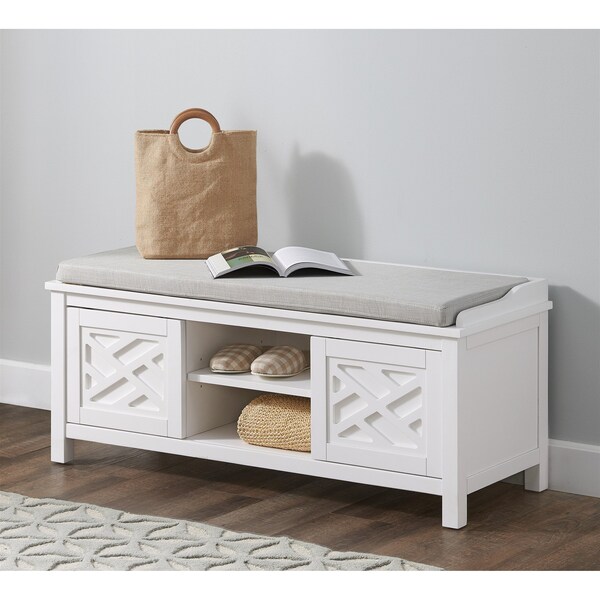 Alaterre Furniture Coventry 45"W Wood Storage Bench with Cushion ANCT05WH - main